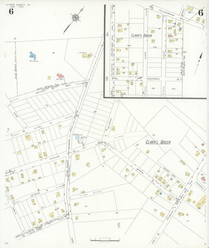 Sanborn Fire Insurance Map from Clark's Summit, Lackawanna County, Pennsylvania (1933), Sheet #0006 - Complete Map Set gallery image, historic Sanborn map, vintage wall art, Pennsylvania Pennsylvania