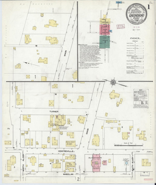 Sanborn Fire Insurance Map from Greensboro, Hale County, Alabama. (1909) – Historic Sanborn Fire Insurance Map Print