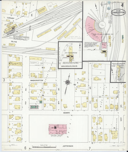 Sanborn Fire Insurance Map from Charleston, Coles County, Illinois (1910), Sheet #0004 - Complete Map Set gallery image, historic Sanborn map, vintage wall art, Illinois Illinois