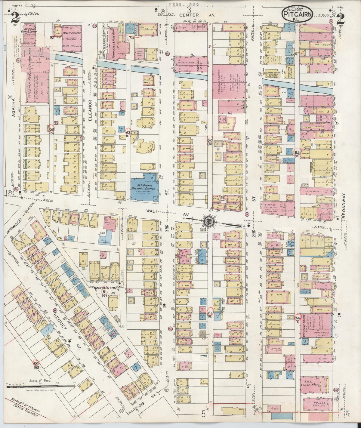 Sanborn Fire Insurance Map from Pitcairn, Allegheny County, Pennsylvania (1948), Sheet #0002 - Historic Sanborn Fire Insurance Map Print, vintage old map wall art, antique decor, genealogy gift, Pennsylvania Pennsylvania map