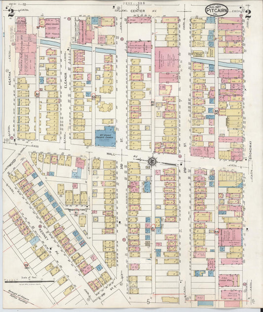 Sanborn Fire Insurance Map from Pitcairn, Allegheny County, Pennsylvania (1948), Sheet #0002 - Historic Sanborn Fire Insurance Map Print, vintage old map wall art, antique decor, genealogy gift, Pennsylvania Pennsylvania map