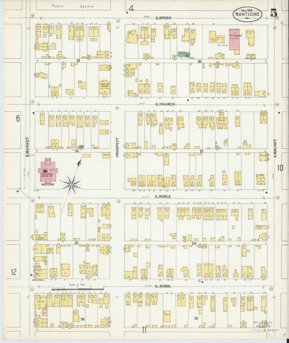 Sanborn Fire Insurance Map from Nanticoke, Luzerne County, Pennsylvania (1903), Sheet #0005 - Complete Map Set gallery image, historic Sanborn map, vintage wall art, Pennsylvania Pennsylvania