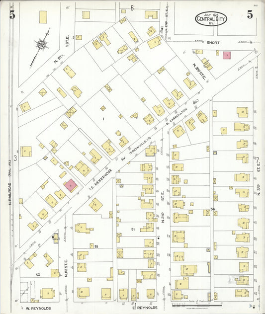 Sanborn Fire Insurance Map from Central City, Mublenberg County, Kentucky (1923), Sheet #0005 - Historic Sanborn Fire Insurance Map Print, vintage old map wall art, antique decor, genealogy gift, Kentucky Kentucky map