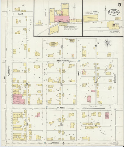 Sanborn Fire Insurance Map from Bremen, Marshall County, Indiana (1898), Sheet #0005 - Historic Sanborn Fire Insurance Map Print, vintage old map wall art, antique decor, genealogy gift, Indiana Indiana map