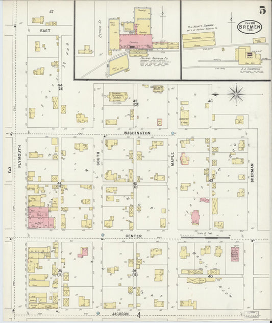 Sanborn Fire Insurance Map from Bremen, Marshall County, Indiana (1898), Sheet #0005 - Historic Sanborn Fire Insurance Map Print, vintage old map wall art, antique decor, genealogy gift, Indiana Indiana map