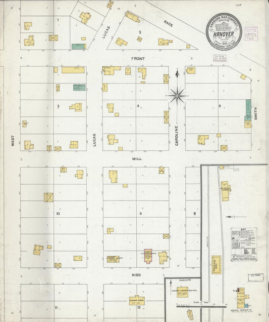 Sanborn Fire Insurance Map from Hanover, Rock County, Wisconsin (1904), Sheet #0001 - Historic Sanborn Fire Insurance Map Print, vintage old map wall art, antique decor, genealogy gift, Wisconsin Wisconsin map