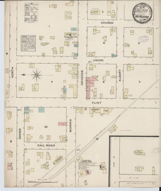 Sanborn Fire Insurance Map from Mount Morris, Genesee County, Michigan (1884), Sheet #0001 - Historic Sanborn Fire Insurance Map Print, vintage old map wall art, antique decor, genealogy gift, Michigan Michigan map