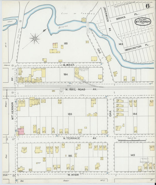 Sanborn Fire Insurance Map from Mount Vernon, Westchester County, New York (1892), Sheet #0006 - Historic Sanborn Fire Insurance Map Print, vintage old map wall art, antique decor, genealogy gift, New York New York map