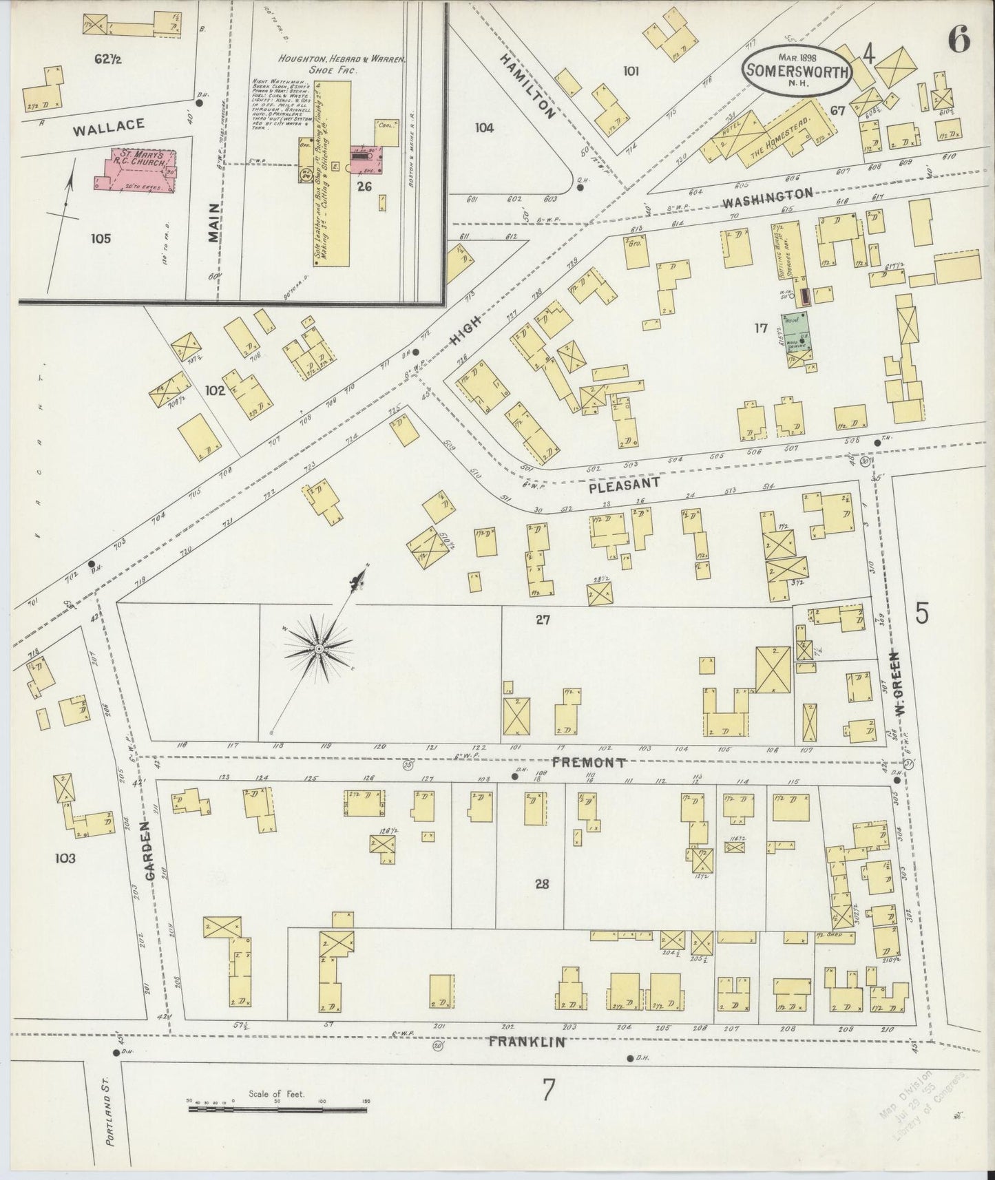 Sanborn Fire Insurance Map from Somersworth, Strafford County, New Hampshire (1898), Sheet #0006 - Complete Map Set gallery image, historic Sanborn map, vintage wall art, Maine Maine