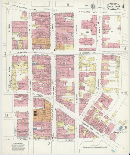 Sanborn Fire Insurance Map from Uniontown, Fayette County, Pennsylvania (1914), Sheet #0004 - Complete Map Set gallery image, historic Sanborn map, vintage wall art, Pennsylvania Pennsylvania