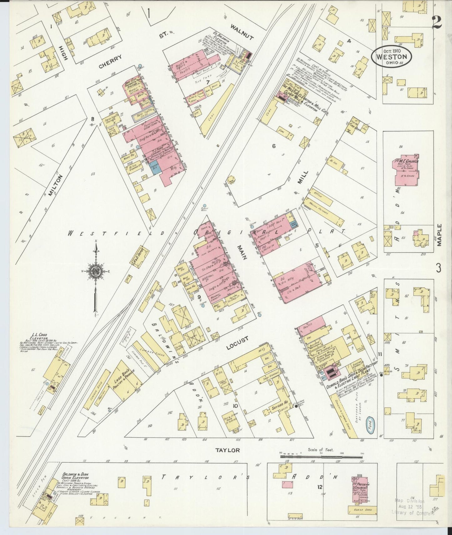 Sanborn Fire Insurance Map from Weston, Wood County, Ohio (1910), Sheet #0002 - Complete Map Set gallery image, historic Sanborn map, vintage wall art, Ohio Ohio
