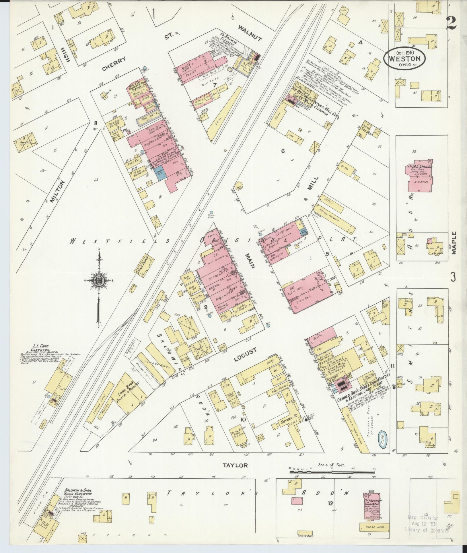 Sanborn Fire Insurance Map from Weston, Wood County, Ohio (1910), Sheet #0002 - Complete Map Set gallery image, historic Sanborn map, vintage wall art, Ohio Ohio