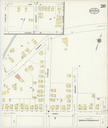 Sanborn Fire Insurance Map from Herkimer, Herkimer County, New York (1911), Sheet #0020 - Historic Sanborn Fire Insurance Map Print, vintage old map wall art, antique decor, genealogy gift, New York New York map