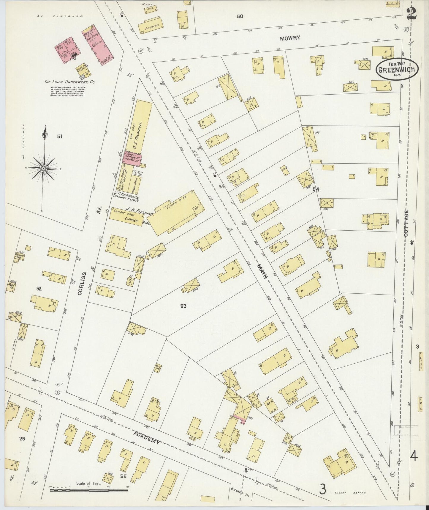 Sanborn Fire Insurance Map from Greenwich, Washington County, New York (1907), Sheet #0002 - Complete Map Set gallery image, historic Sanborn map, vintage wall art, New York New York