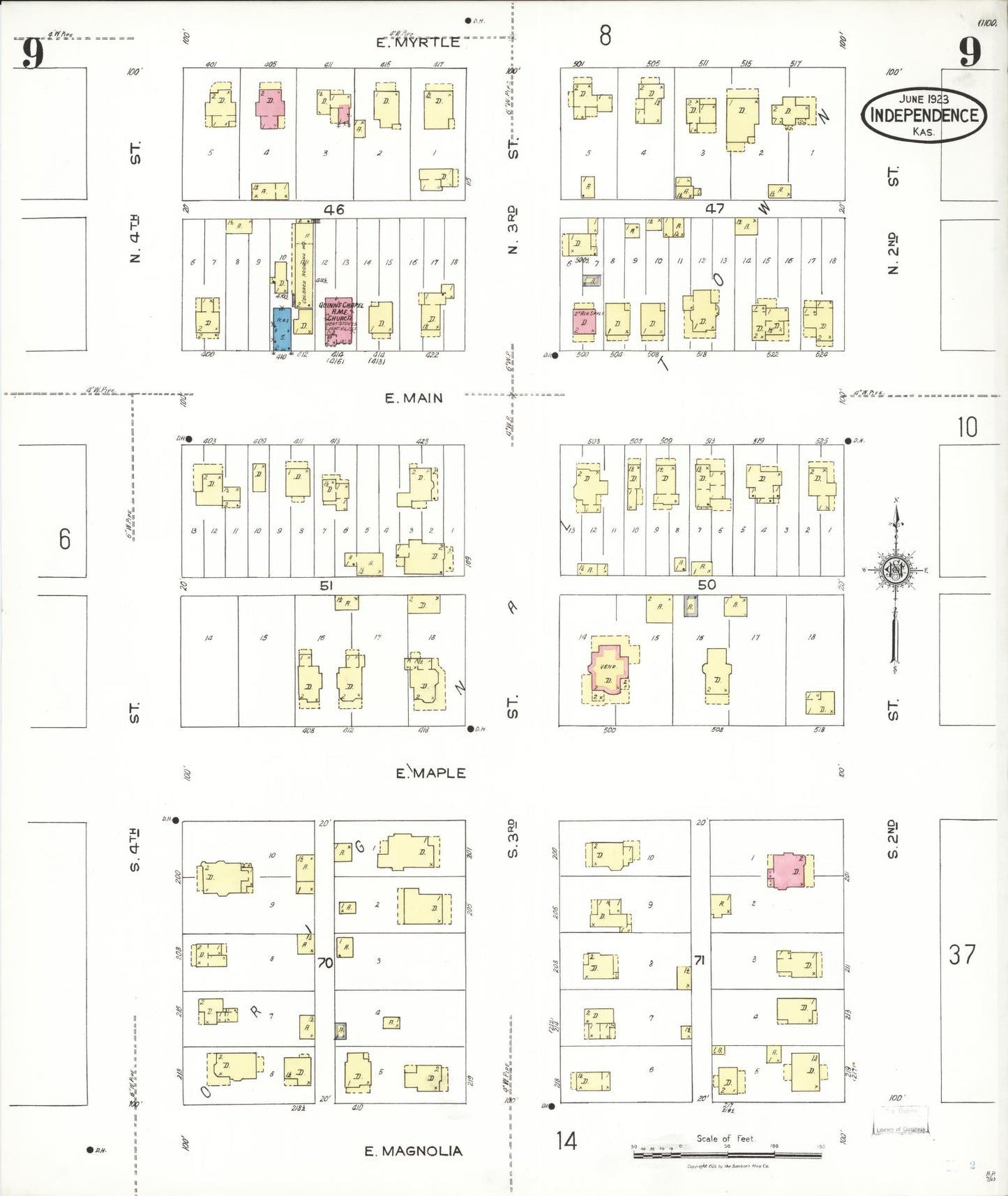 Sanborn Fire Insurance Map from Independence, Montgomery County, Kansas (1923), Sheet #0010 - Complete Map Set gallery image, historic Sanborn map, vintage wall art, Kansas Kansas