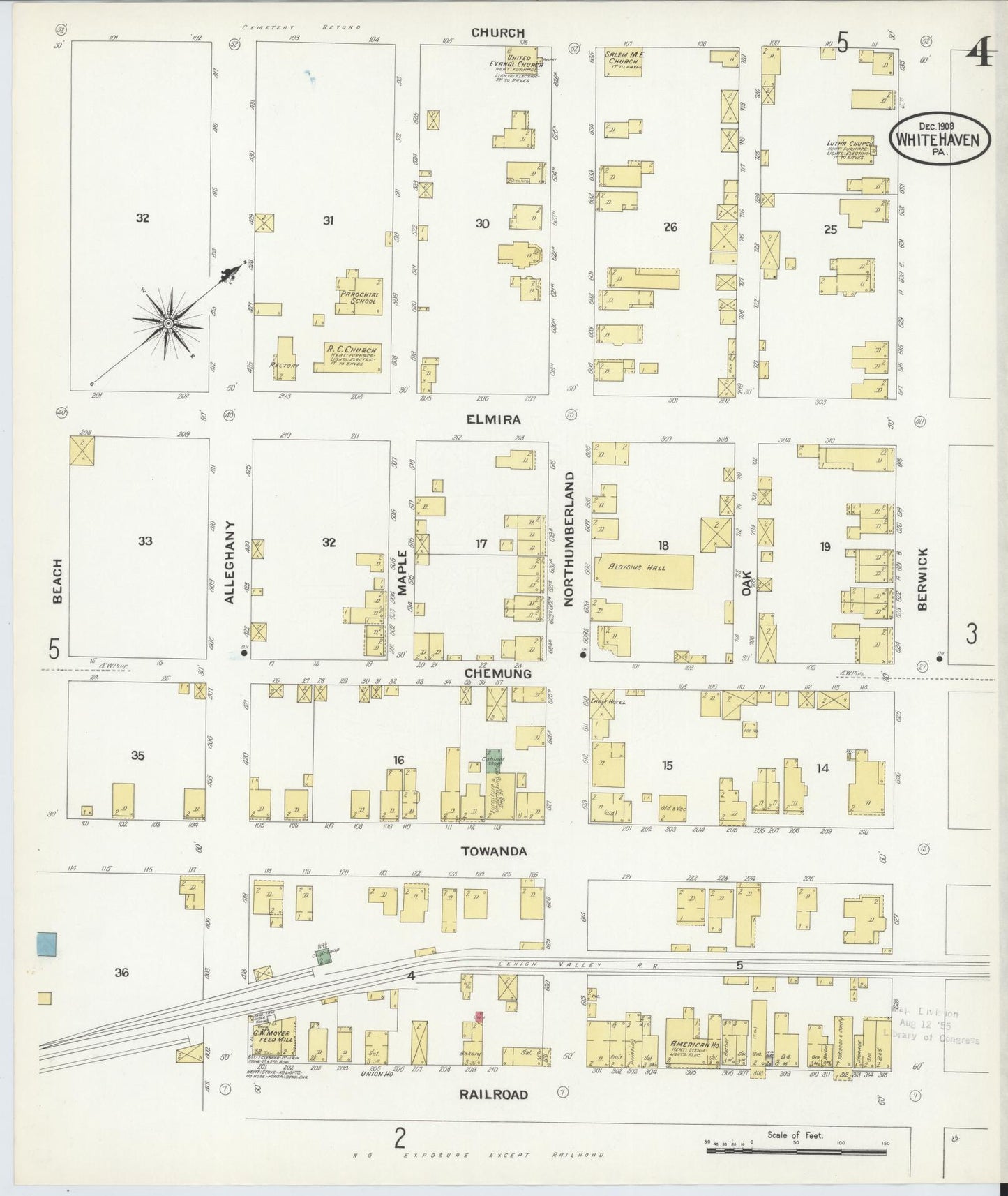 Sanborn Fire Insurance Map from White Haven, Luzerne County, Pennsylvania (1908), Sheet #0004 - Historic Sanborn Fire Insurance Map Print, vintage old map wall art, antique decor, genealogy gift, Pennsylvania Pennsylvania map