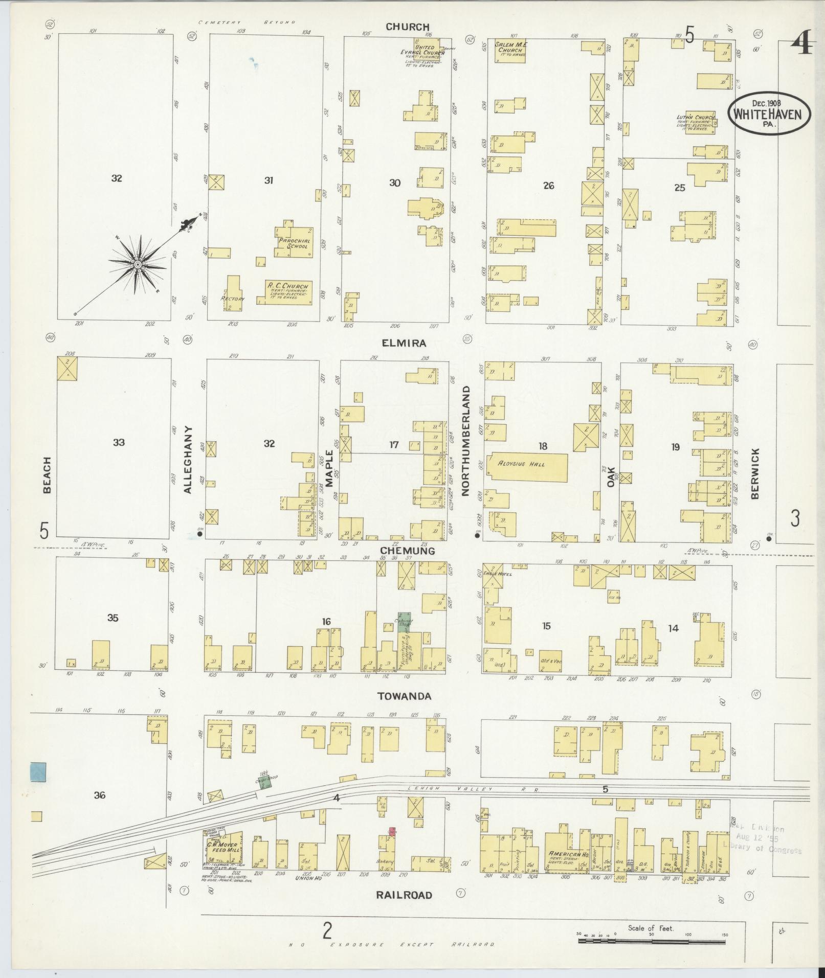 Sanborn Fire Insurance Map from White Haven, Luzerne County, Pennsylvania (1908), Sheet #0004 - Historic Sanborn Fire Insurance Map Print, vintage old map wall art, antique decor, genealogy gift, Pennsylvania Pennsylvania map