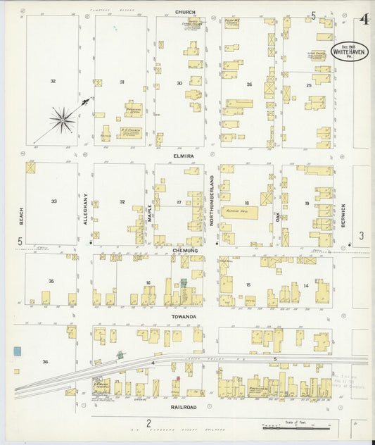 Sanborn Fire Insurance Map from White Haven, Luzerne County, Pennsylvania (1908), Sheet #0004 - Historic Sanborn Fire Insurance Map Print, vintage old map wall art, antique decor, genealogy gift, Pennsylvania Pennsylvania map