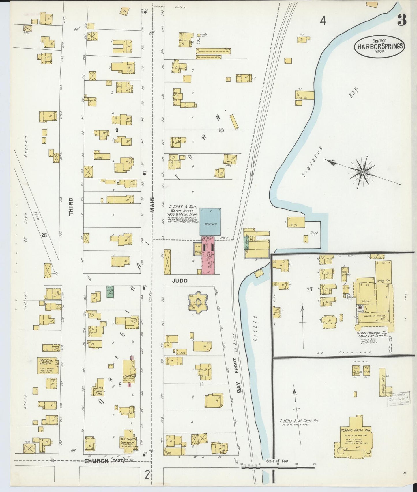 Sanborn Fire Insurance Map from Harbor Springs, Emmet County, Michigan (1900), Sheet #0003 - Complete Map Set gallery image, historic Sanborn map, vintage wall art, Michigan Michigan