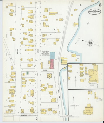 Sanborn Fire Insurance Map from Harbor Springs, Emmet County, Michigan (1900), Sheet #0003 - Complete Map Set gallery image, historic Sanborn map, vintage wall art, Michigan Michigan