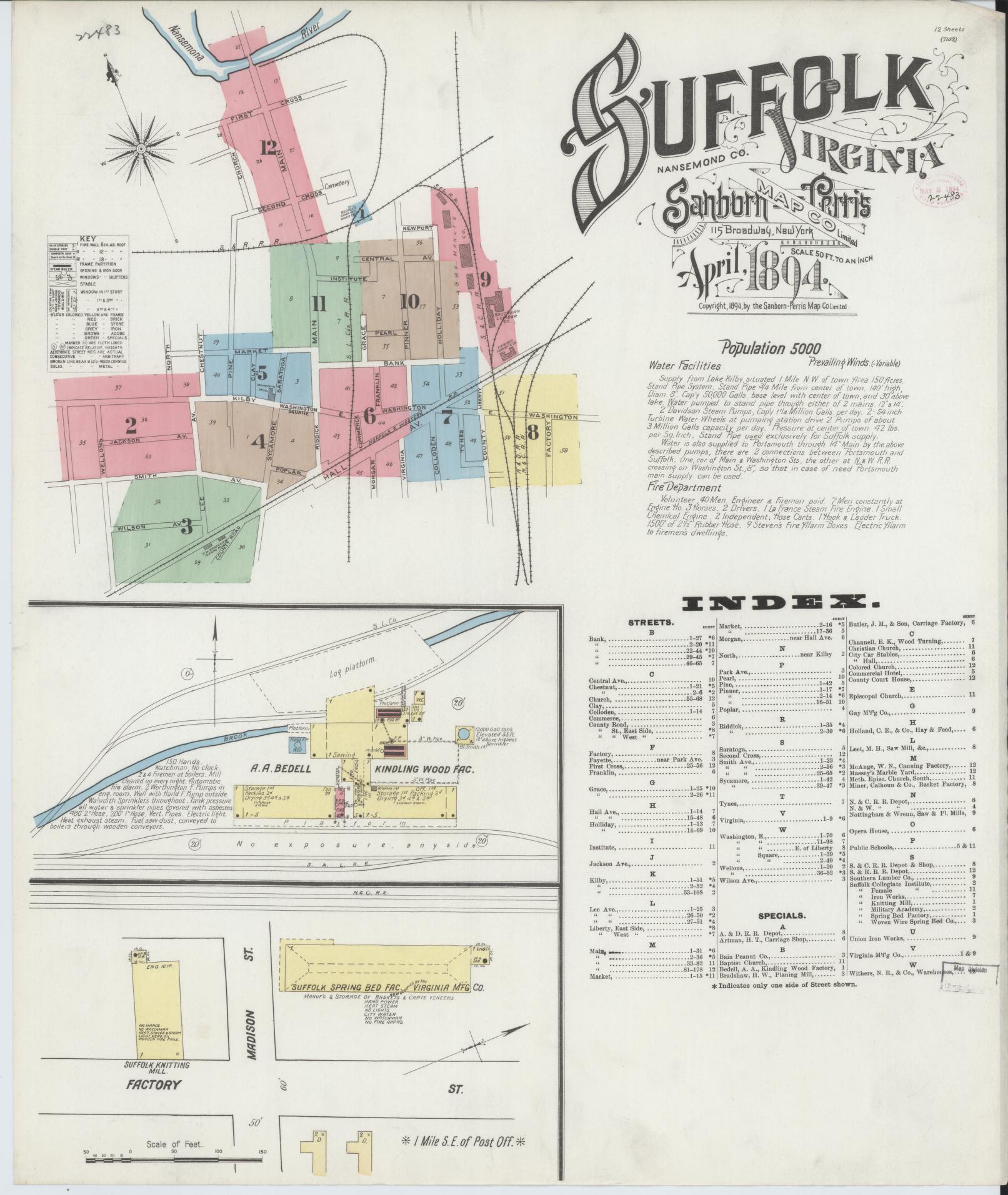 Sanborn Fire Insurance Map from Suffolk, Independent Cities, Virginia. (1894) – Historic Sanborn Fire Insurance Map Print