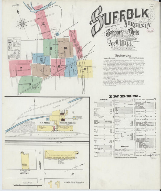Sanborn Fire Insurance Map from Suffolk, Independent Cities, Virginia. (1894) – Historic Sanborn Fire Insurance Map Print