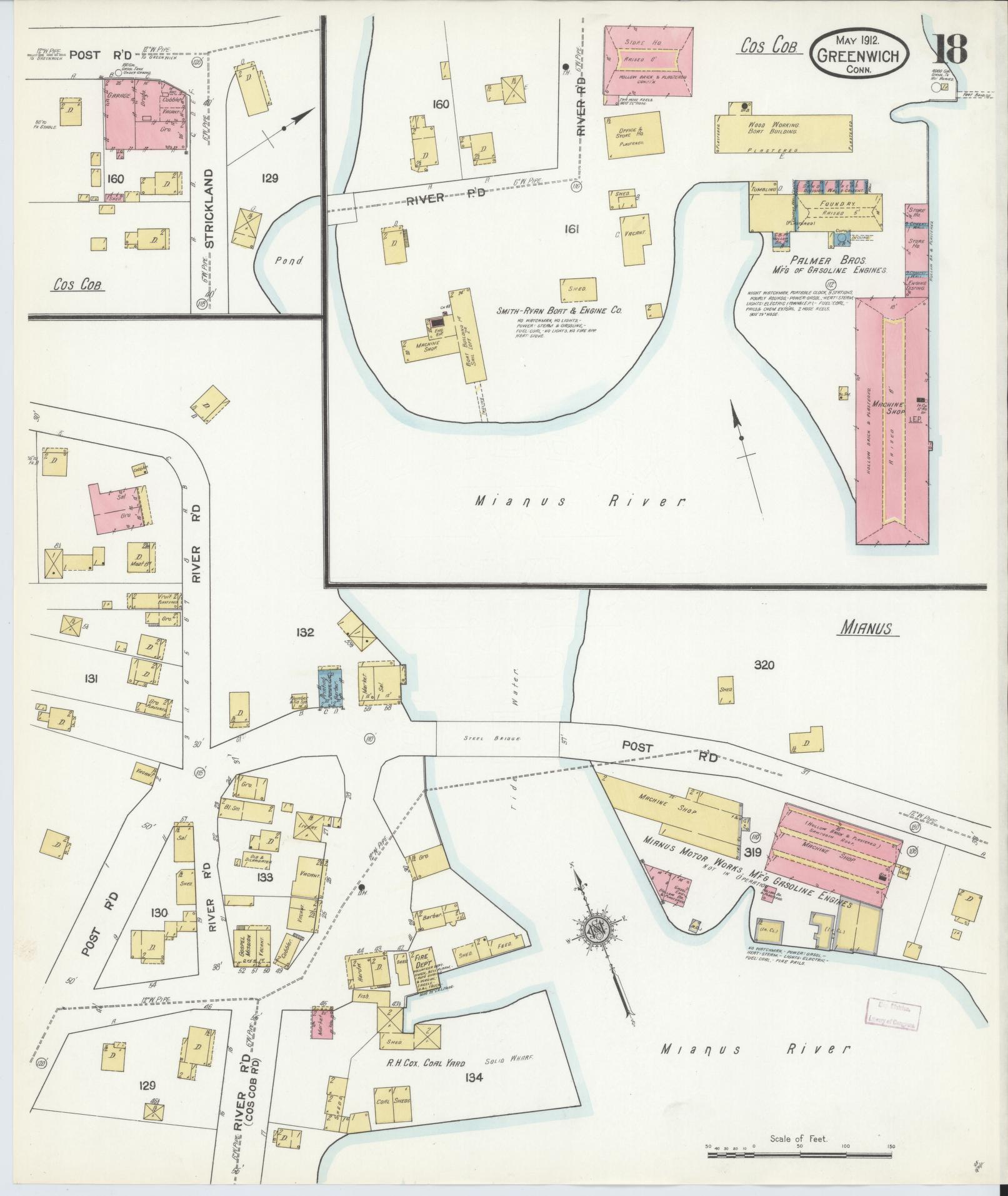 Sanborn Fire Insurance Map from Greenwich, Fairfield County, Connecticut (1912), Sheet #0018 - Complete Map Set gallery image, historic Sanborn map, vintage wall art, Connecticut Connecticut