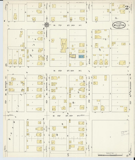 Sanborn Fire Insurance Map from Williston, Williams County, North Dakota (1913), Sheet #0002 - Historic Sanborn Fire Insurance Map Print, vintage old map wall art, antique decor, genealogy gift, North Dakota North Dakota map