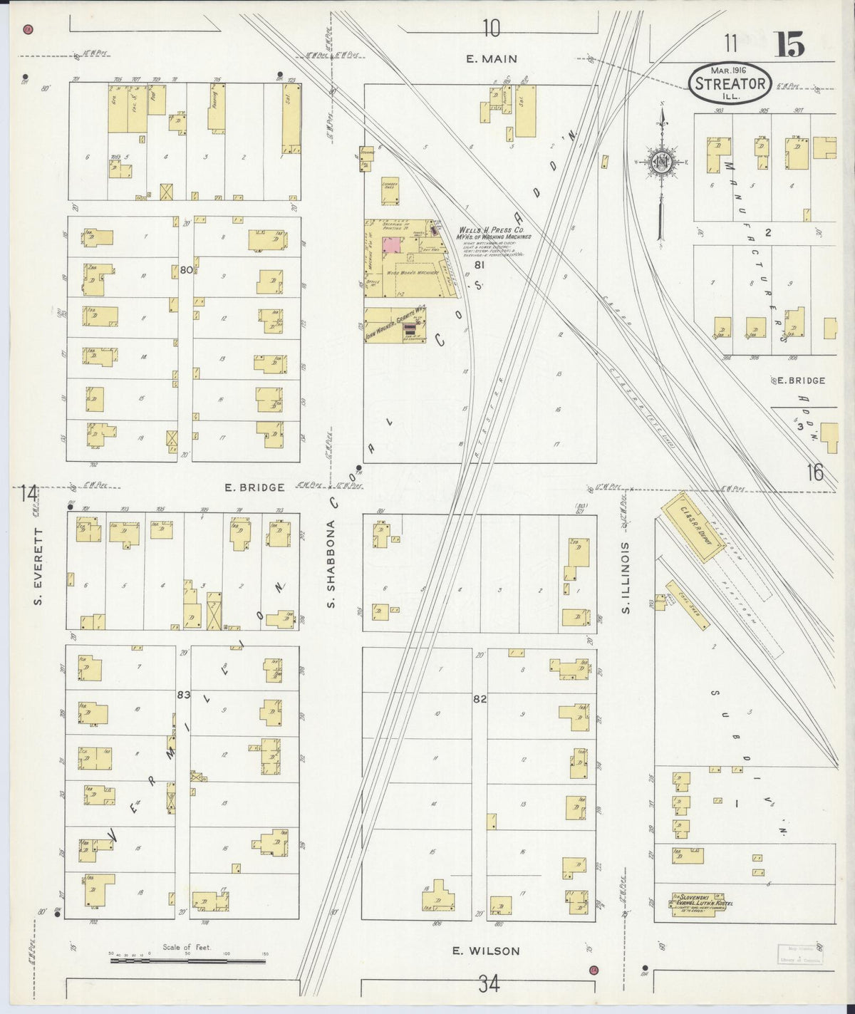 Sanborn Fire Insurance Map from Streator, La Salle County, Illinois (1916), Sheet #0015 - Complete Map Set gallery image, historic Sanborn map, vintage wall art, Illinois Illinois