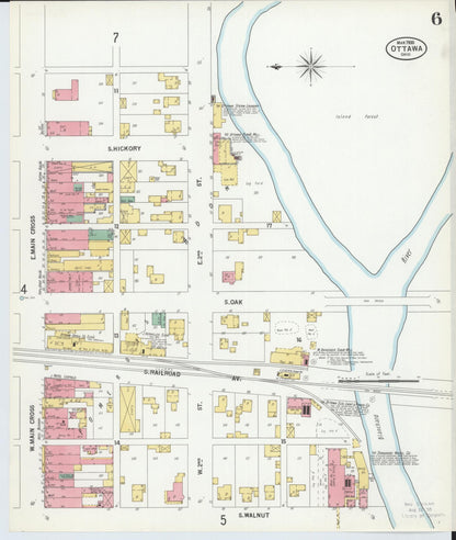 Sanborn Fire Insurance Map from Ottawa, Putnam County, Ohio (1900), Sheet #0006 - Historic Sanborn Fire Insurance Map Print, vintage old map wall art, antique decor, genealogy gift, Ohio Ohio map