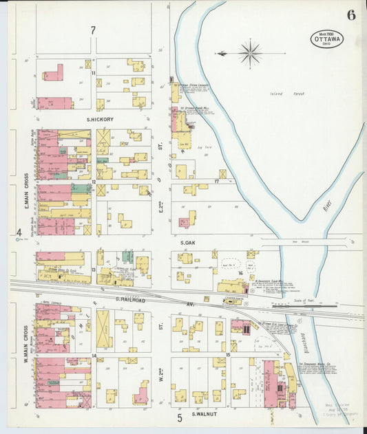 Sanborn Fire Insurance Map from Ottawa, Putnam County, Ohio (1900), Sheet #0006 - Historic Sanborn Fire Insurance Map Print, vintage old map wall art, antique decor, genealogy gift, Ohio Ohio map