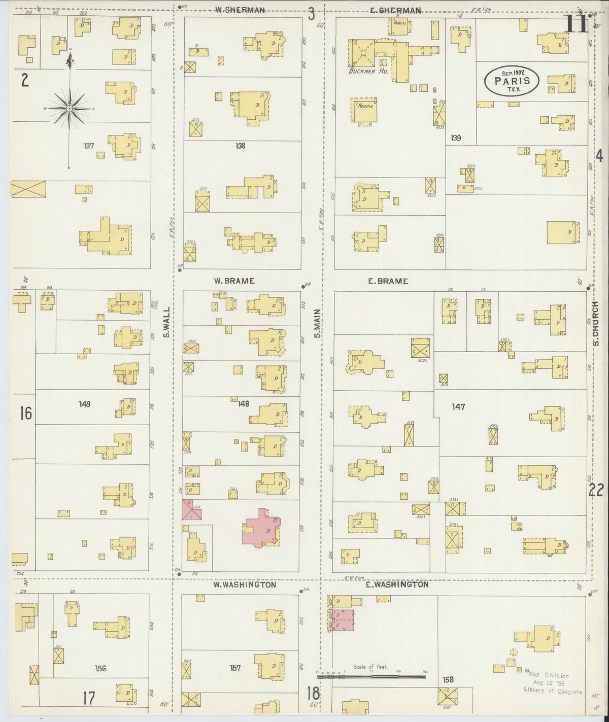 Sanborn Fire Insurance Map from Paris, Lamar County, Texas (1902), Sheet #0011 - Complete Map Set gallery image, historic Sanborn map, vintage wall art, Texas Texas