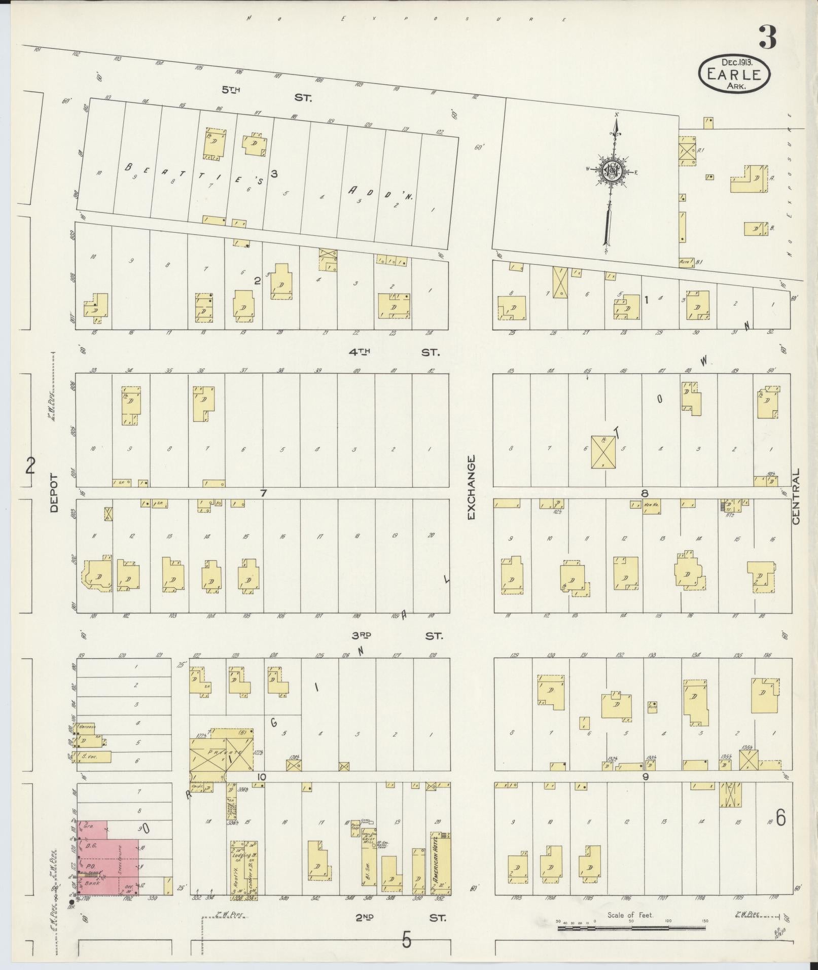 Sanborn Fire Insurance Map from Earle, Crittenden County, Arkansas (1913), Sheet #0003 - Historic Sanborn Fire Insurance Map Print, vintage old map wall art, antique decor, genealogy gift, Arkansas Arkansas map