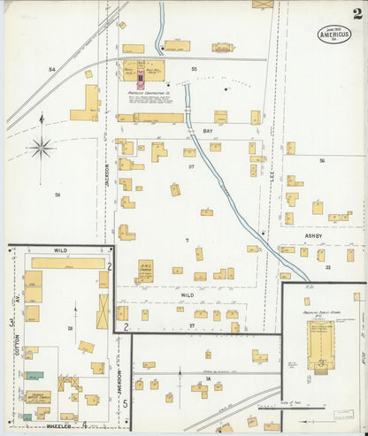 Sanborn Fire Insurance Map from Americus, Sumter County, Georgia (1900), Sheet #0002 - Complete Map Set gallery image, historic Sanborn map, vintage wall art, Georgia Georgia