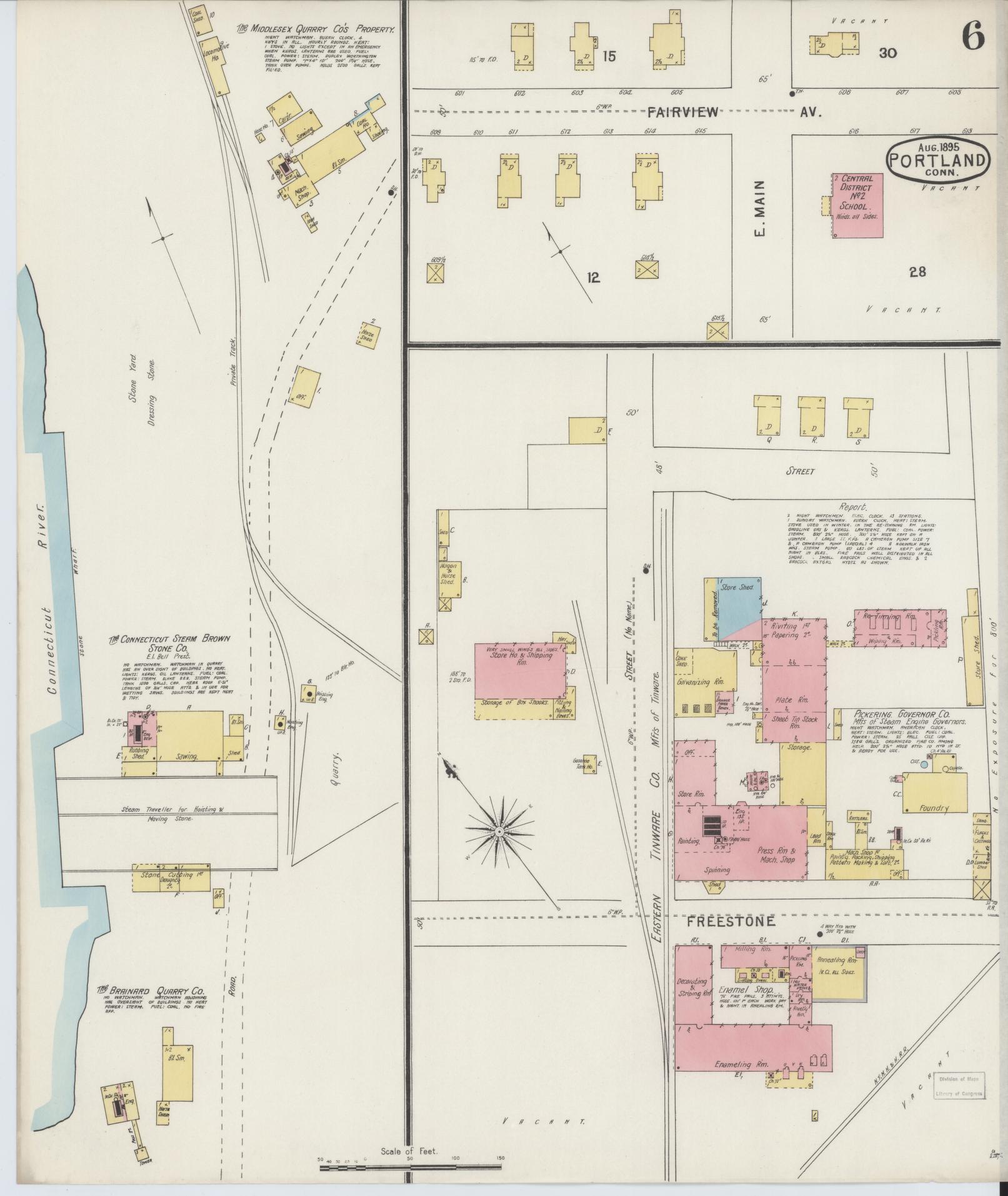 Sanborn Fire Insurance Map from Portland, Middlesex County, Connecticut (1895), Sheet #0006 - Complete Map Set gallery image, historic Sanborn map, vintage wall art, Connecticut Connecticut