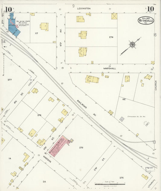 Sanborn Fire Insurance Map from Wytheville, Wythe County, Virginia (1926), Sheet #0010 - Historic Sanborn Fire Insurance Map Print, vintage old map wall art, antique decor, genealogy gift, Virginia Virginia map