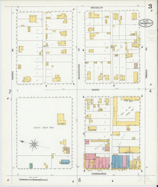 Sanborn Fire Insurance Map from San Angelo, Tom Green County, Texas (1900), Sheet #0003 - Historic Sanborn Fire Insurance Map Print, vintage old map wall art, antique decor, genealogy gift, Texas Texas map