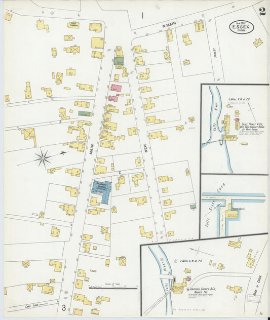 Sanborn Fire Insurance Map from Essex, Middlesex County, Connecticut (1901), Sheet #0002 - Historic Sanborn Fire Insurance Map Print, vintage old map wall art, antique decor, genealogy gift, Connecticut Connecticut map