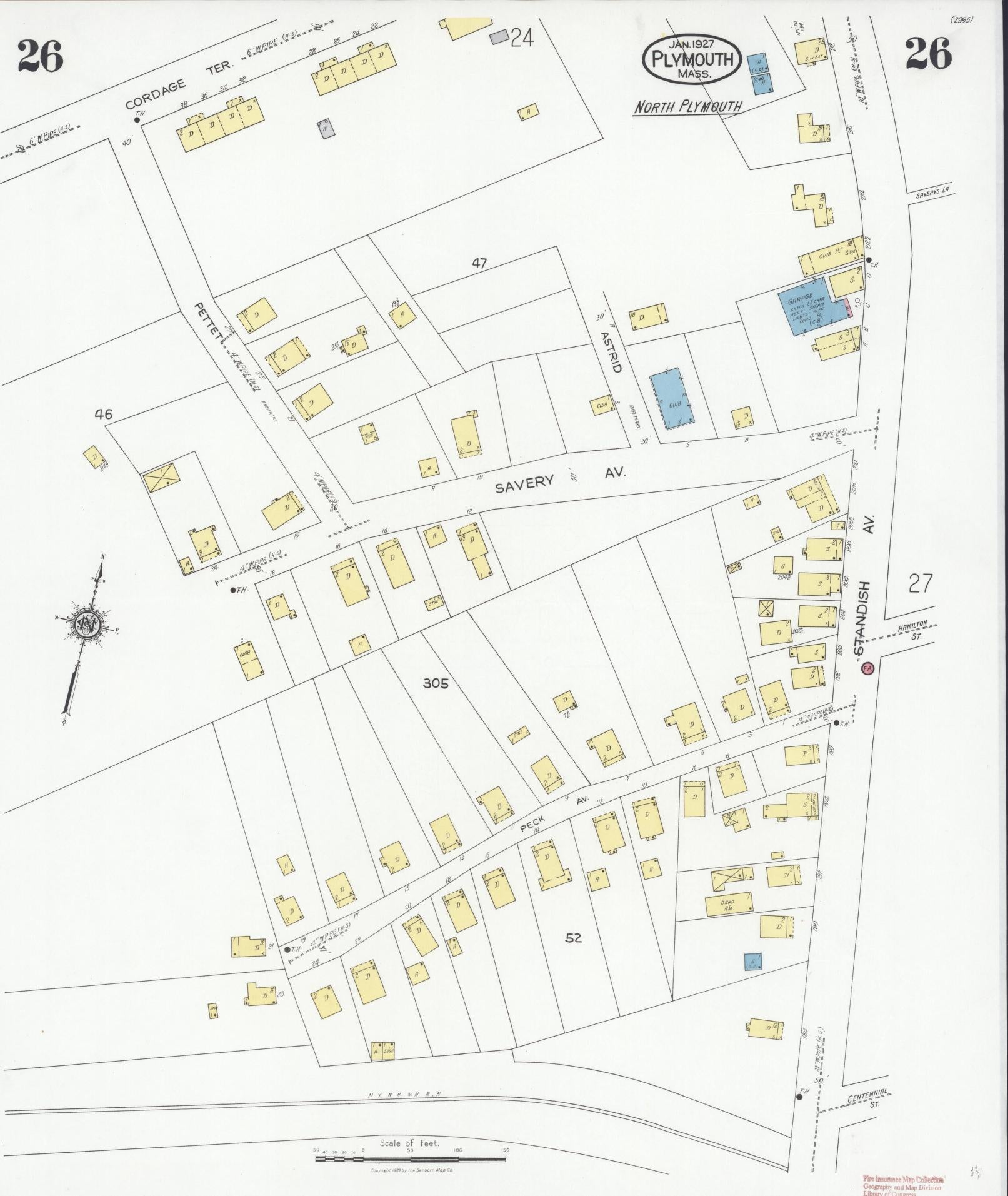 Sanborn Fire Insurance Map from Plymouth, Plymouth County, Massachusetts (1927), Sheet #0026 - Complete Map Set gallery image, historic Sanborn map, vintage wall art, Massachusetts Massachusetts