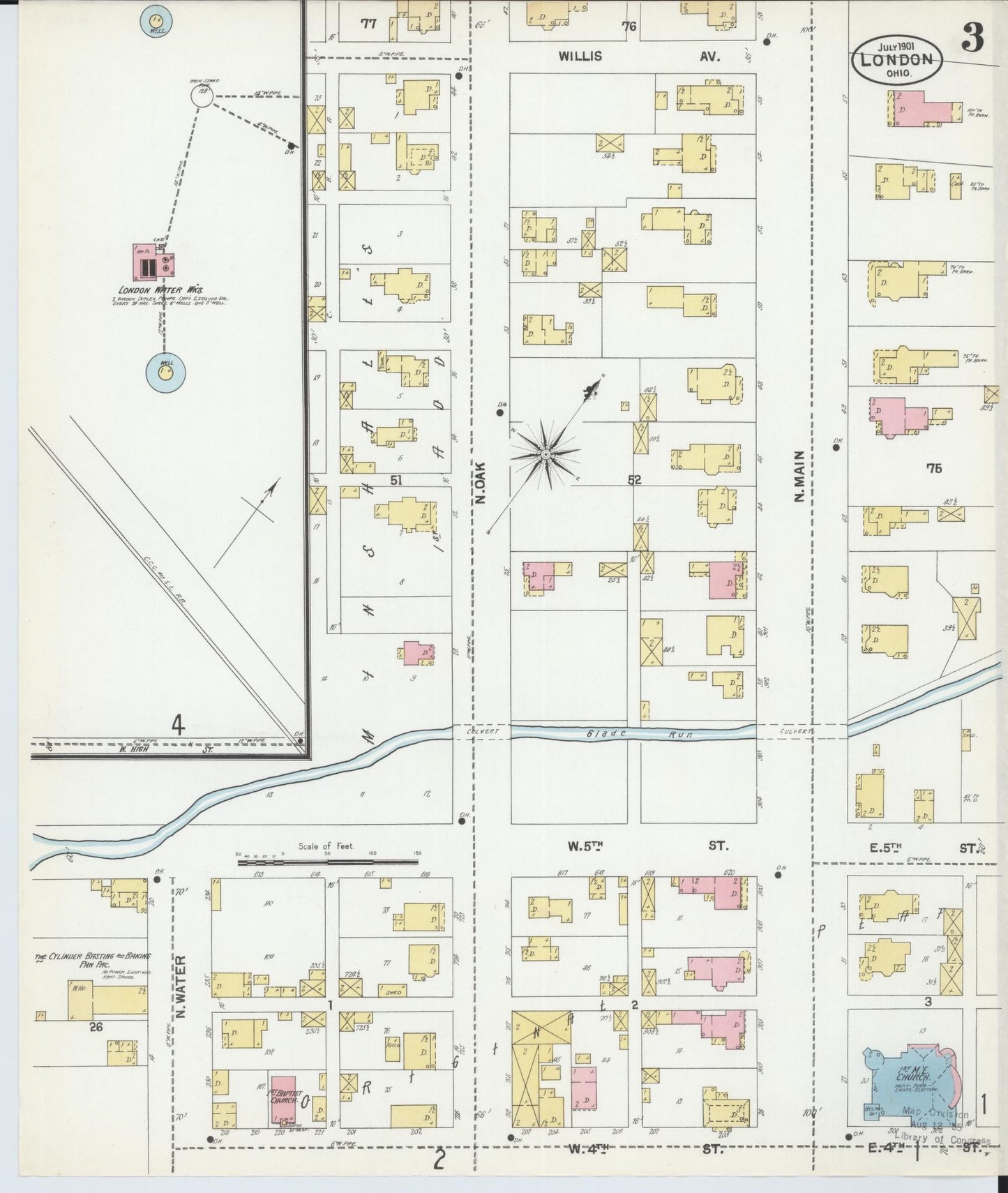 Sanborn Fire Insurance Map from London, Madison County, Ohio (1901), Sheet #0003 - Complete Map Set gallery image, historic Sanborn map, vintage wall art, Ohio Ohio