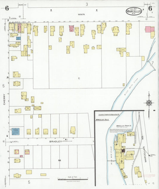 Sanborn Fire Insurance Map from Marcellus, Onondaga County, New York (1927), Sheet #0006 - Historic Sanborn Fire Insurance Map Print, vintage old map wall art, antique decor, genealogy gift, New York New York map