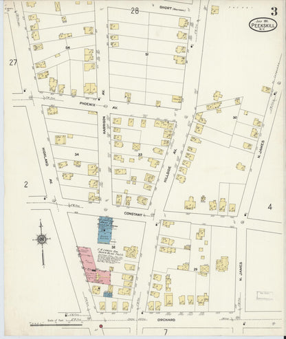Sanborn Fire Insurance Map from Peekskill, Westchester County, New York (1911), Sheet #0003 - Complete Map Set gallery image, historic Sanborn map, vintage wall art, New York New York