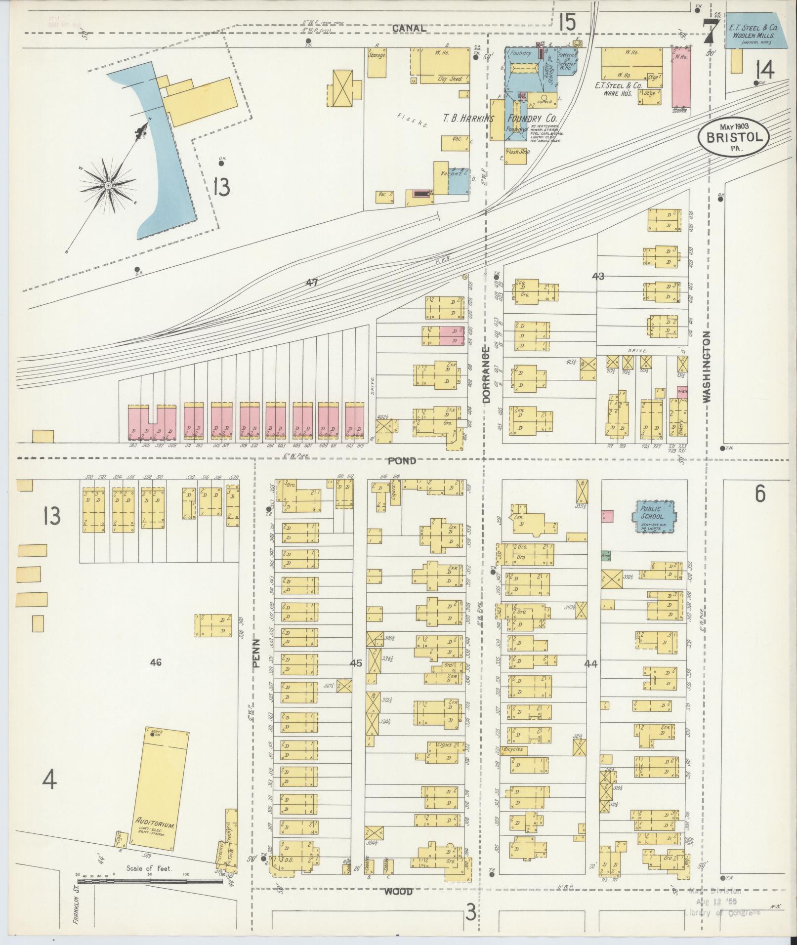 Sanborn Fire Insurance Map from Bristol, Bucks County, Pennsylvania (1903), Sheet #0007 - Historic Sanborn Fire Insurance Map Print, vintage old map wall art, antique decor, genealogy gift, Pennsylvania Pennsylvania map