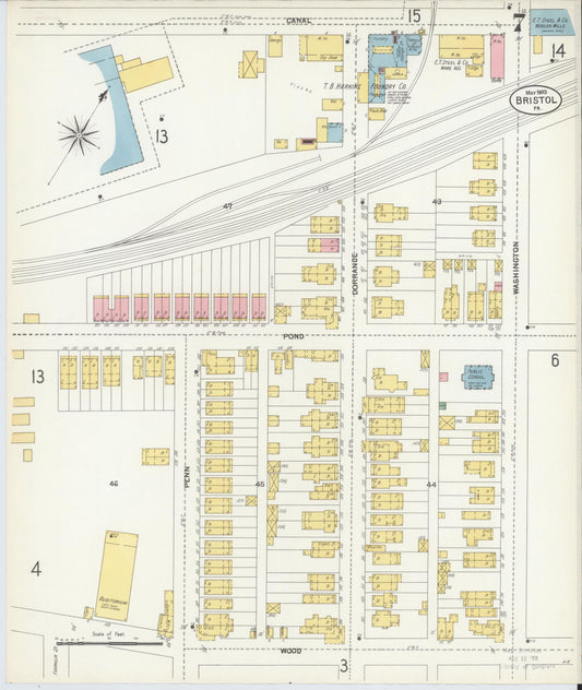 Sanborn Fire Insurance Map from Bristol, Bucks County, Pennsylvania (1903), Sheet #0007 - Historic Sanborn Fire Insurance Map Print, vintage old map wall art, antique decor, genealogy gift, Pennsylvania Pennsylvania map