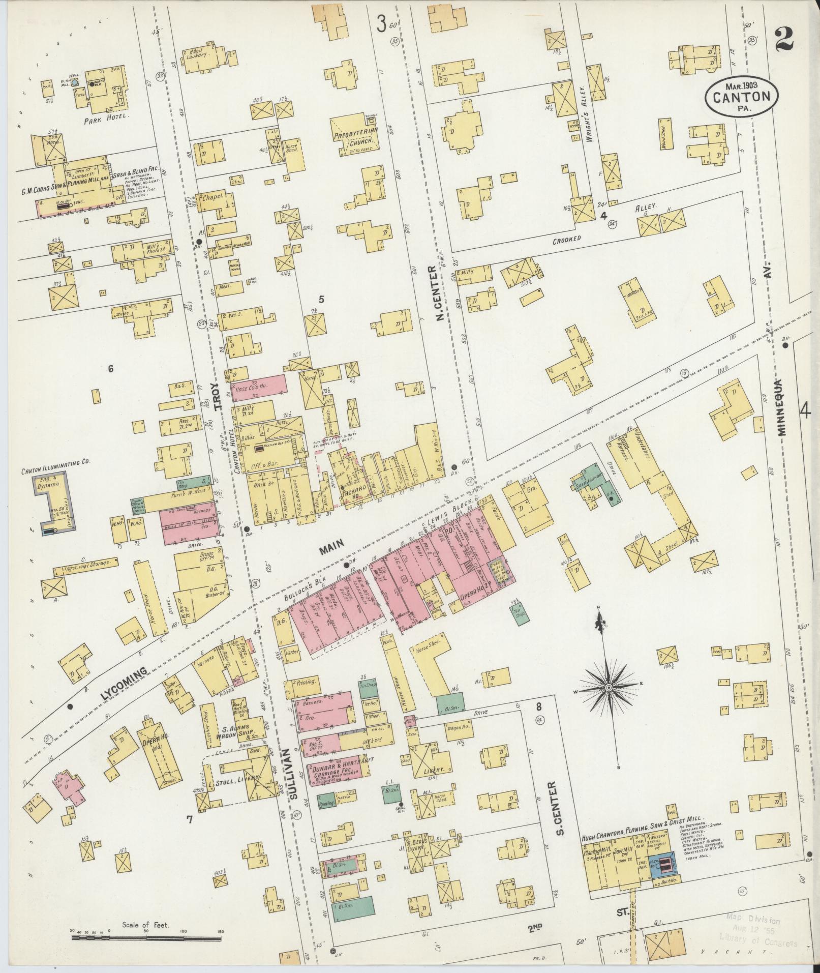 Sanborn Fire Insurance Map from Canton, Bradford County, Pennsylvania (1903), Sheet #0002 - Complete Map Set gallery image, historic Sanborn map, vintage wall art, Pennsylvania Pennsylvania