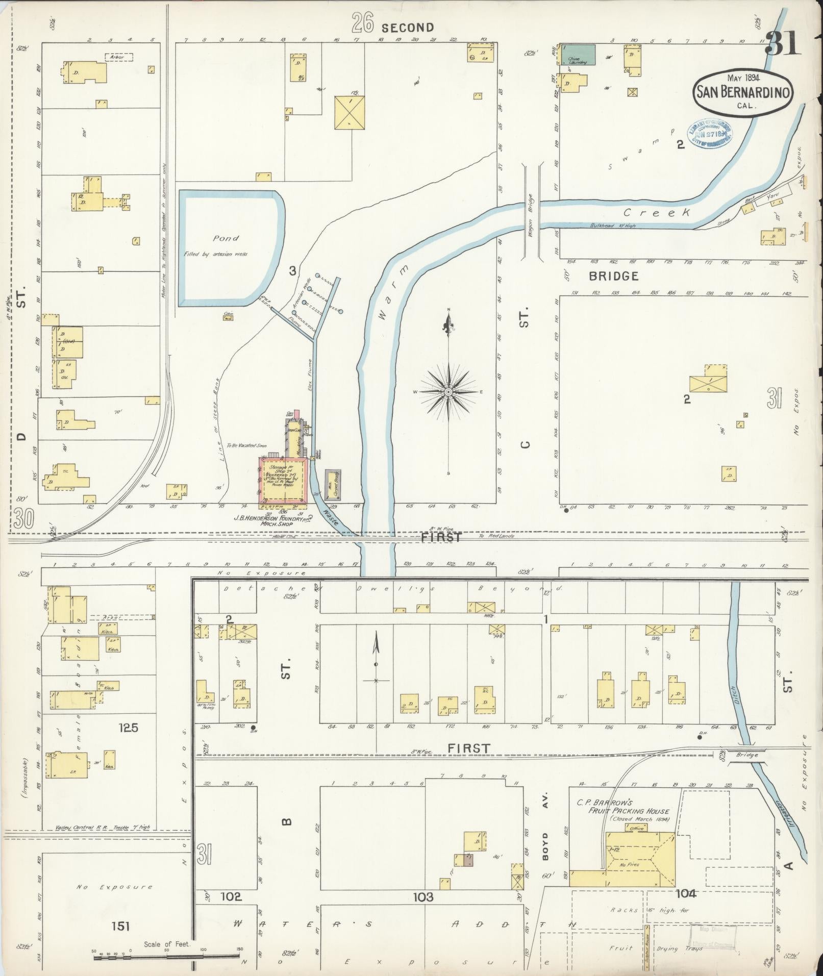 Sanborn Fire Insurance Map from San Bernardino, San Bernardino County, California (1894), Sheet #0031 - Complete Map Set gallery image, historic Sanborn map, vintage wall art, California California