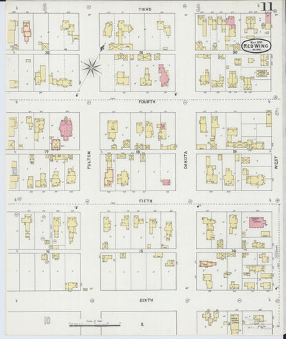 Sanborn Fire Insurance Map from Red Wing, Goodhue County, Minnesota (1895), Sheet #0011 - Historic Sanborn Fire Insurance Map Print, vintage old map wall art, antique decor, genealogy gift, Minnesota Minnesota map