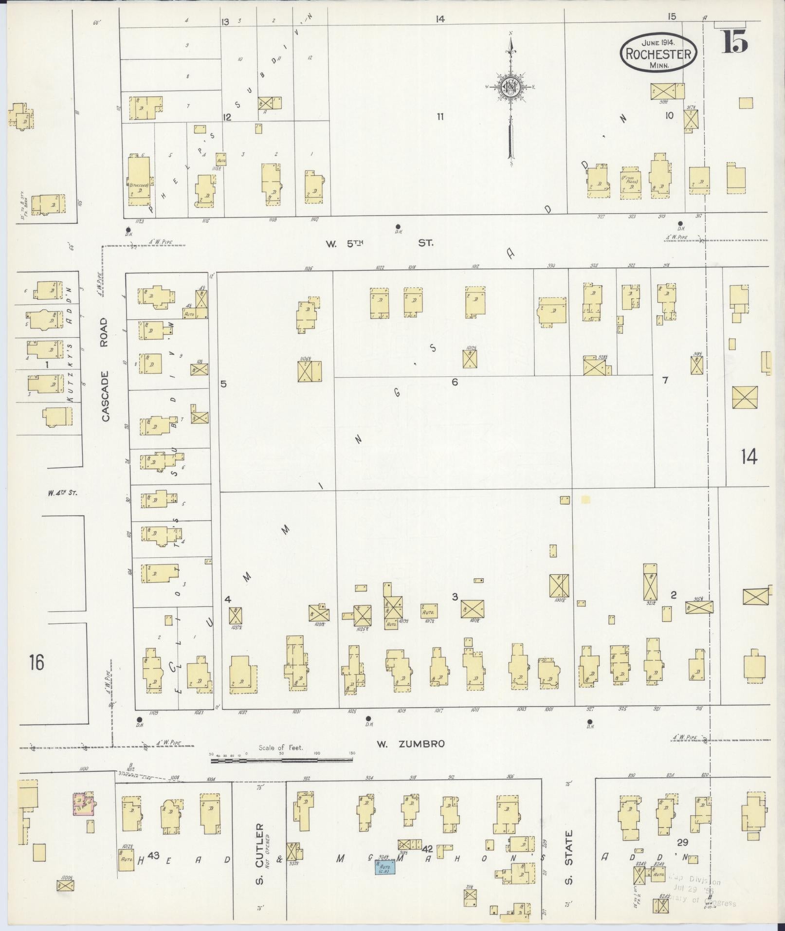Sanborn Fire Insurance Map from Rochester, Olmsted County, Minnesota (1914), Sheet #0015 - Complete Map Set gallery image, historic Sanborn map, vintage wall art, Minnesota Minnesota