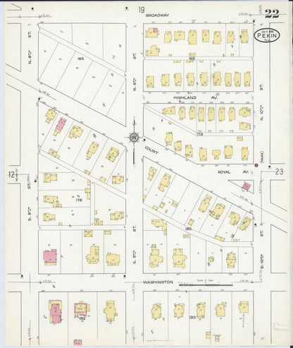 Sanborn Fire Insurance Map from Pekin, Tazewell County, Illinois (1916), Sheet #0022 - Historic Sanborn Fire Insurance Map Print, vintage old map wall art, antique decor, genealogy gift, Illinois Illinois map