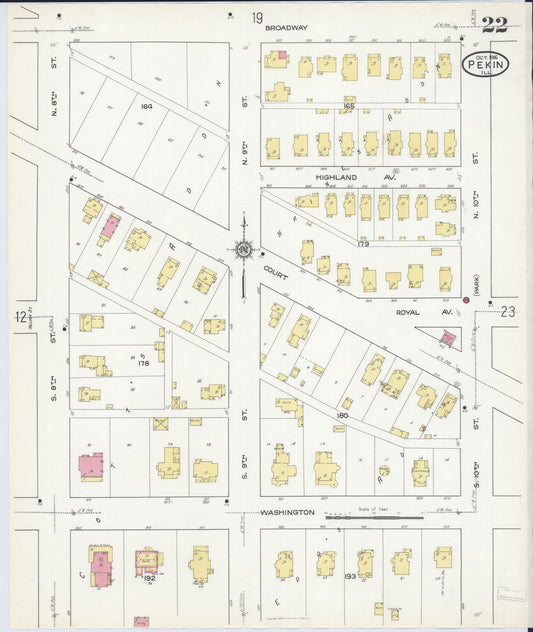 Sanborn Fire Insurance Map from Pekin, Tazewell County, Illinois (1916), Sheet #0022 - Historic Sanborn Fire Insurance Map Print, vintage old map wall art, antique decor, genealogy gift, Illinois Illinois map